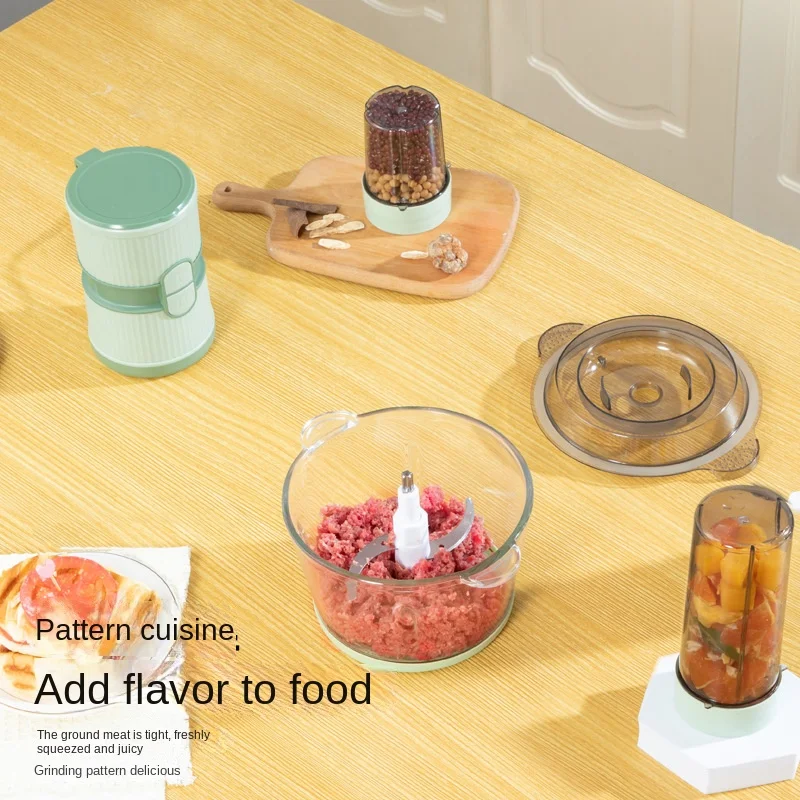 Household Three-in-One Stainless Steel Meat Grinder Double Mixing Blade Fully Automatic Large Capacity for Juicing Minced Meat