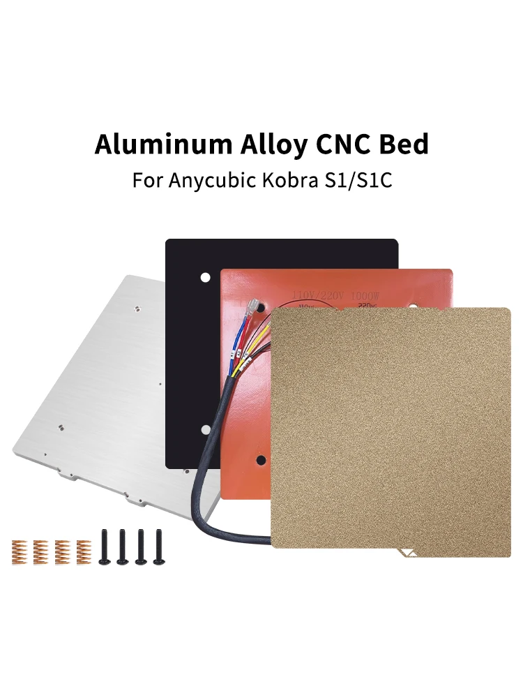 Części zamienne do platformy grzewczej Anycubic Kobra S1/S1C: płytka aluminiowa 8 mm / blacha stalowa / naklejka 1,5 mm i grzałka silikonowa — zdjęcie produktu 7