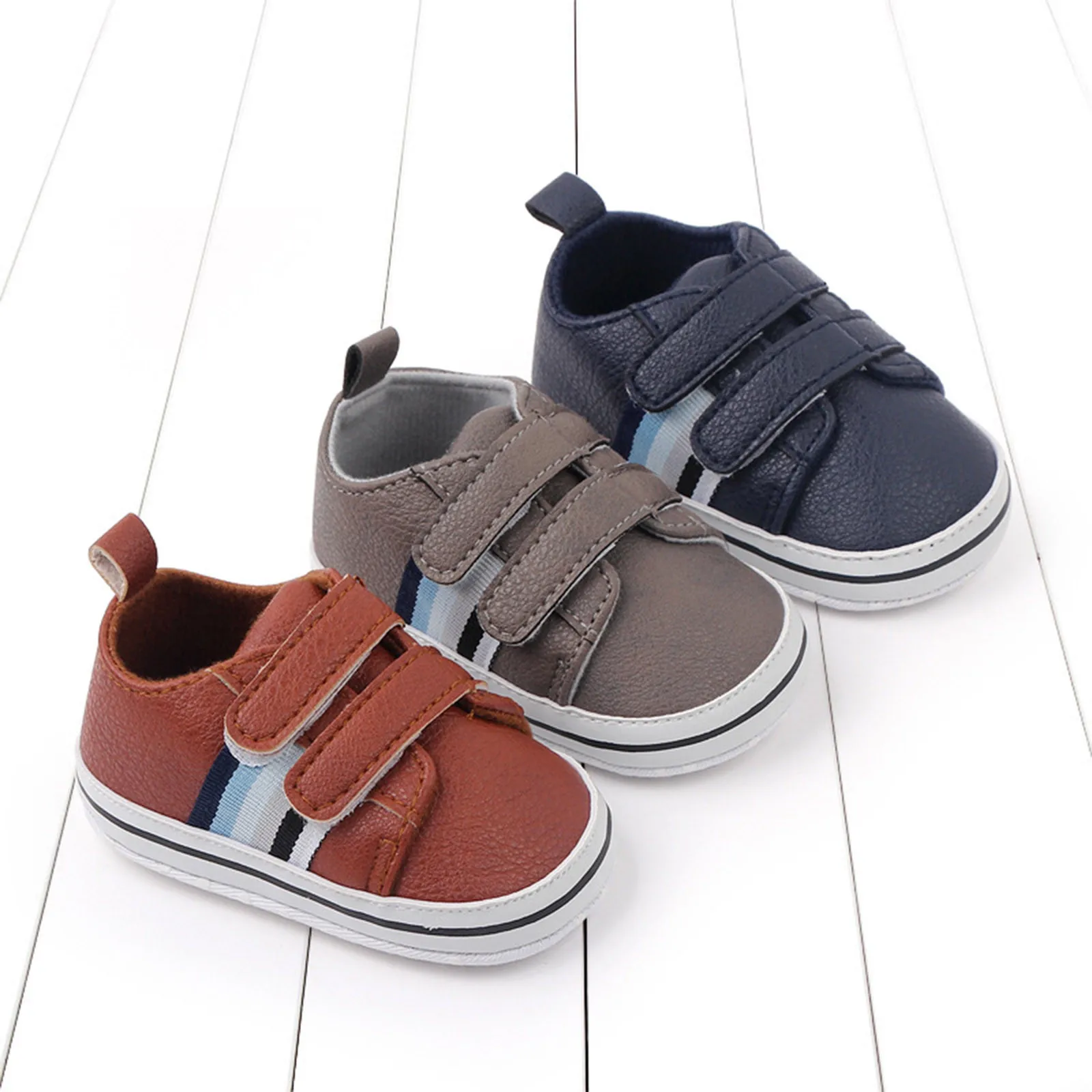 0-18M Newborn Baby Shoes Boy Girl Classical Sport Soft Sole PU Leather Multi-Color First Walker Casual Sneakers Baptism Shoes