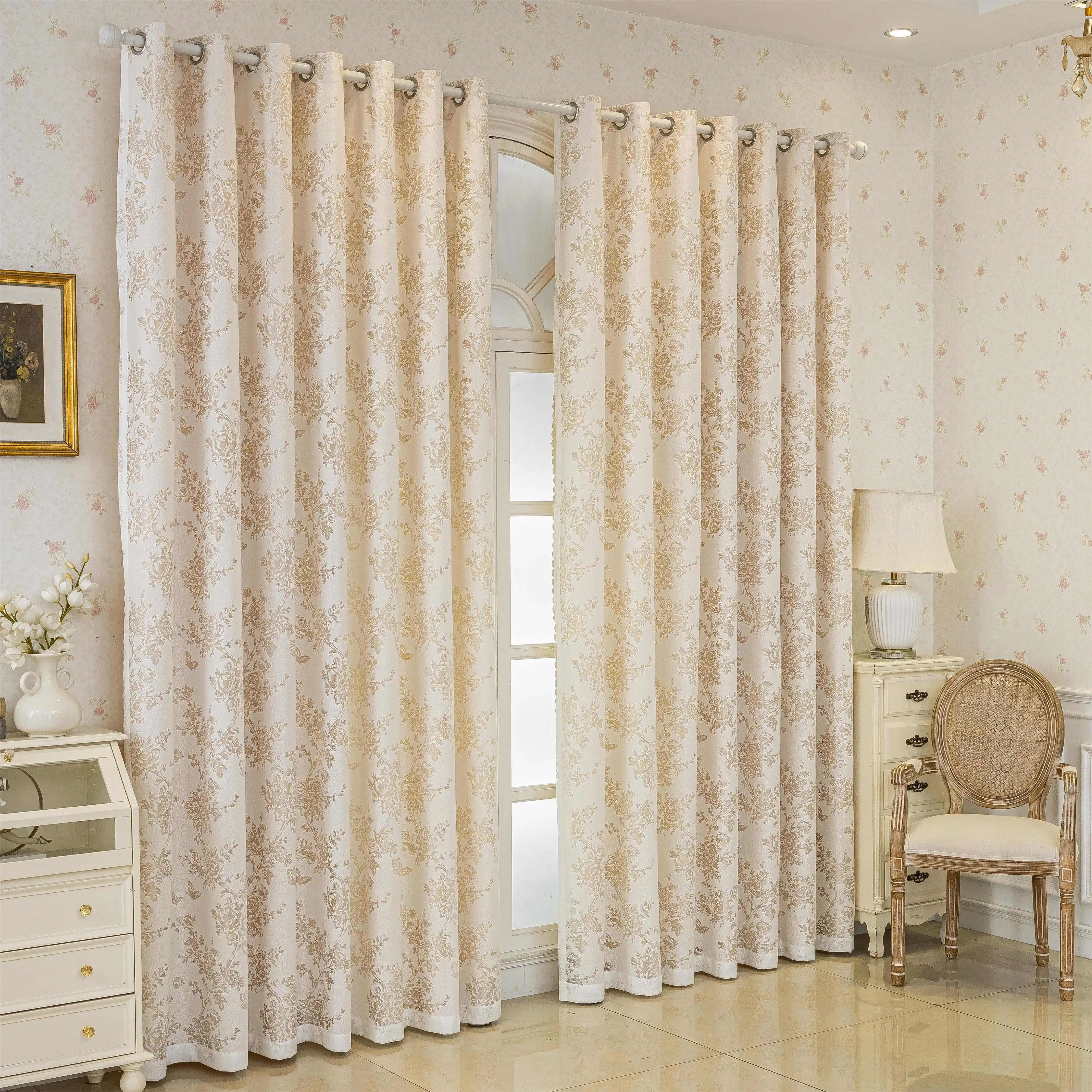 1 cortina floral de una sola capa con acabado opaco (cortina transparente con acabado) adecuada para un estilo moderno, ligero y lujoso, francés, americano, E