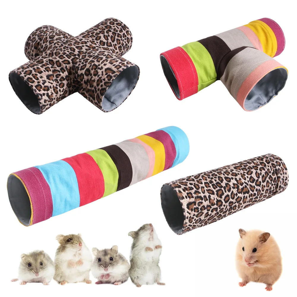 Small Animal Collapsible Canvas Tunnel Pet Hamster Training Hideout Tunnels for Guinea Pigs Pet Play Tubes