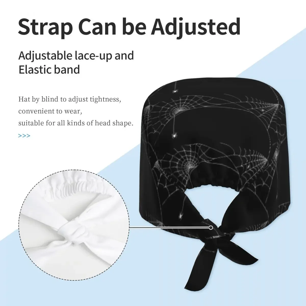 Black White Spider And Cobweb Scrub Hat Doctor Working Surgical Cap Unisex Adjustable Nursing Caps for Dentist