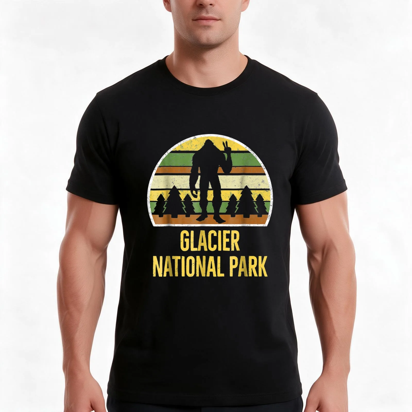 Glacier National Park Bigfoot Glacier National Tee T-Shirt Summer Casual Cotton Tee Unisex Men Women