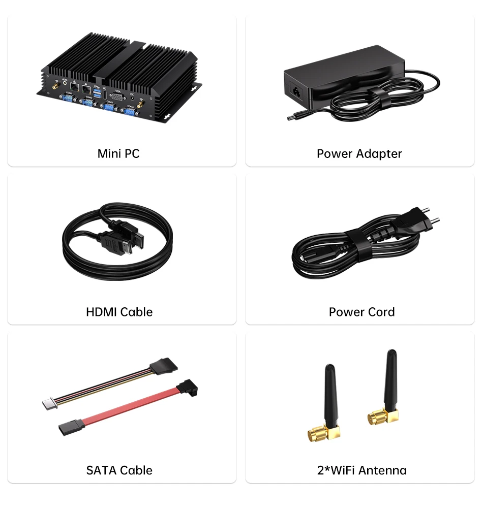 MSECORE Industrial Mini PC Fanless Intel Core i7/i5/i3 6COM RS232 Dual GbE LAN Wake on LAN Auto Power On 4G Slot Dustproof 24/7