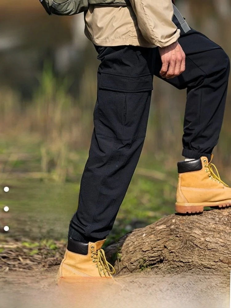 

Быстросохнущие спортивные брюки для мужчин, повседневные брюки, весенне-осенние, новая модель, с манжетами, для активного отдыха, мягкие, рабочие брюки