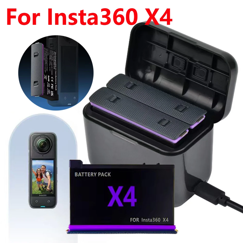 

100% New 2500mAh Rechargeable Li-ion Battery For Insta360 X4 ONE Fast Charging Charger Hub High Capacity Batteries Accessories