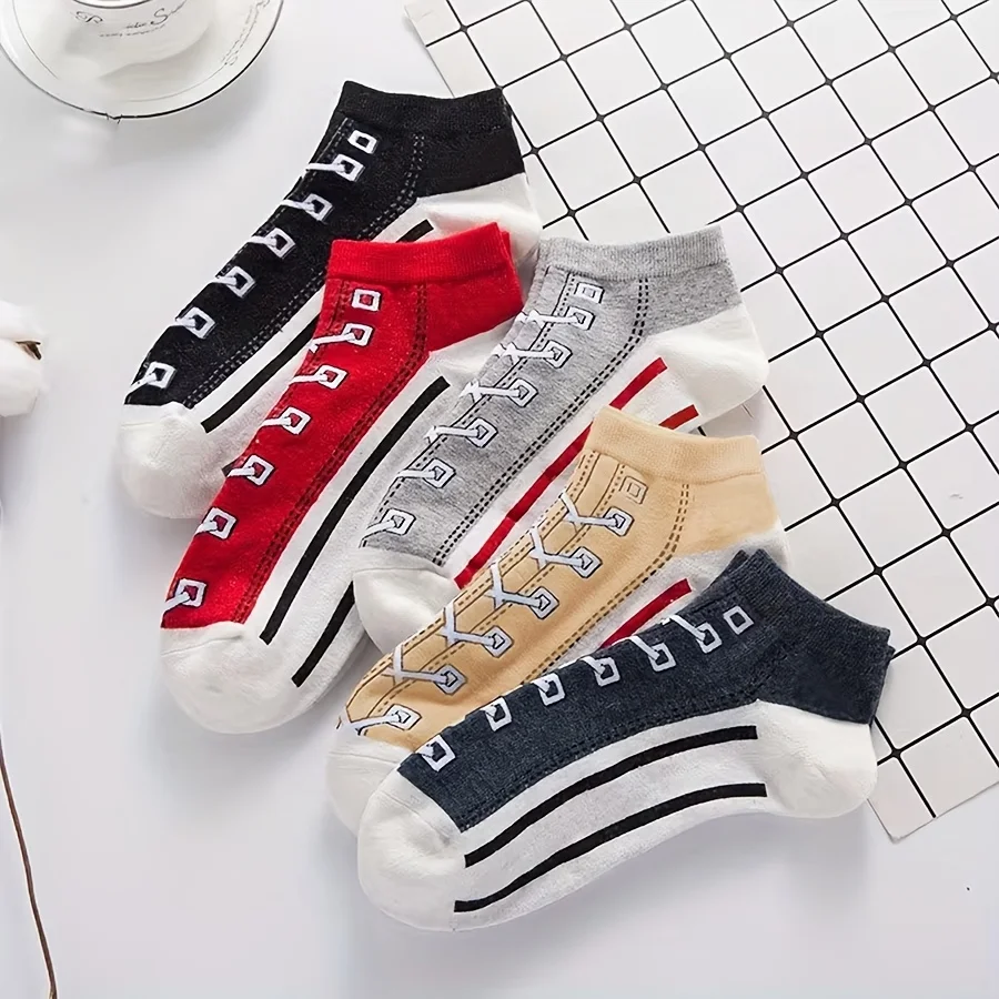 5 Pares de Calcetines Deportivos Invisibles para Hombre, de Algodón Fino, Transpirables, Absorbentes del Sudor y Resistentes al Olor, para Verano