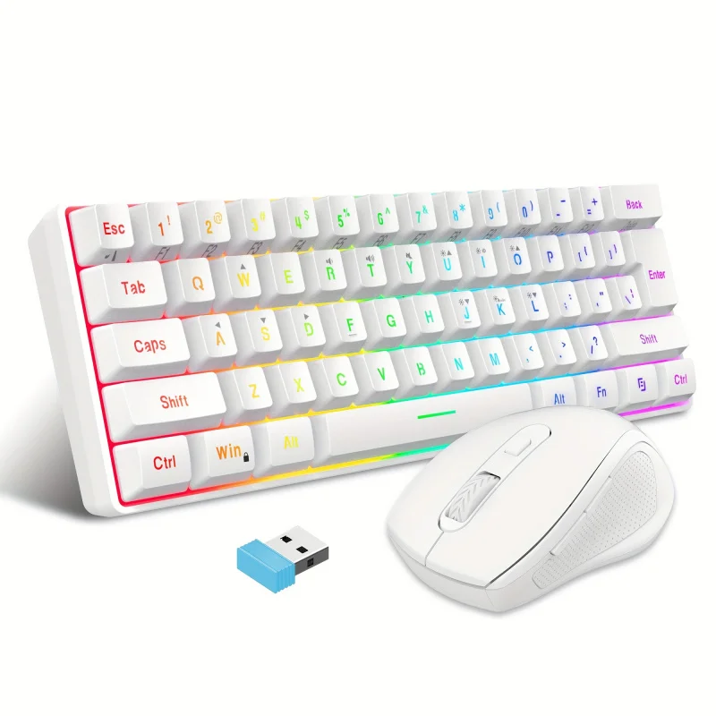 

Wireless Gaming Keyboard and Mouse Combination，Belt RGB Lighting、Ergonomic Design、Rechargeable 2.4G Mini Mechanical Touch Keys