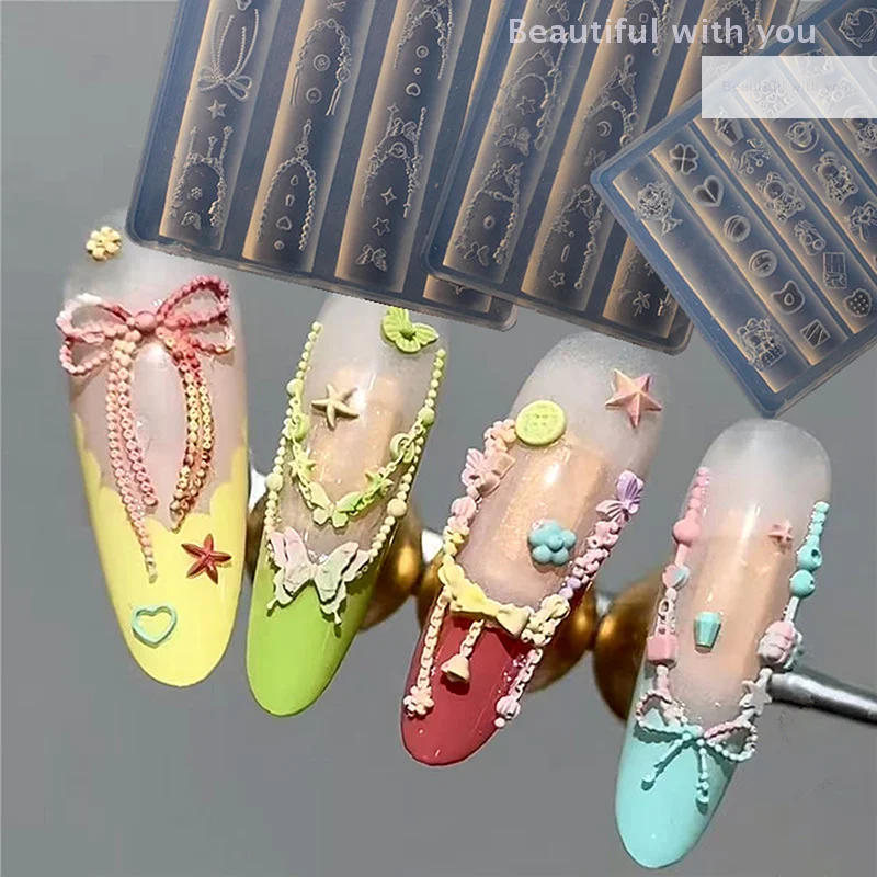 

Innovative 3D Silicone Nail Art Mold of Bowknot, Heart, Butterfly and Flower Petals for DIY Manicure Carving