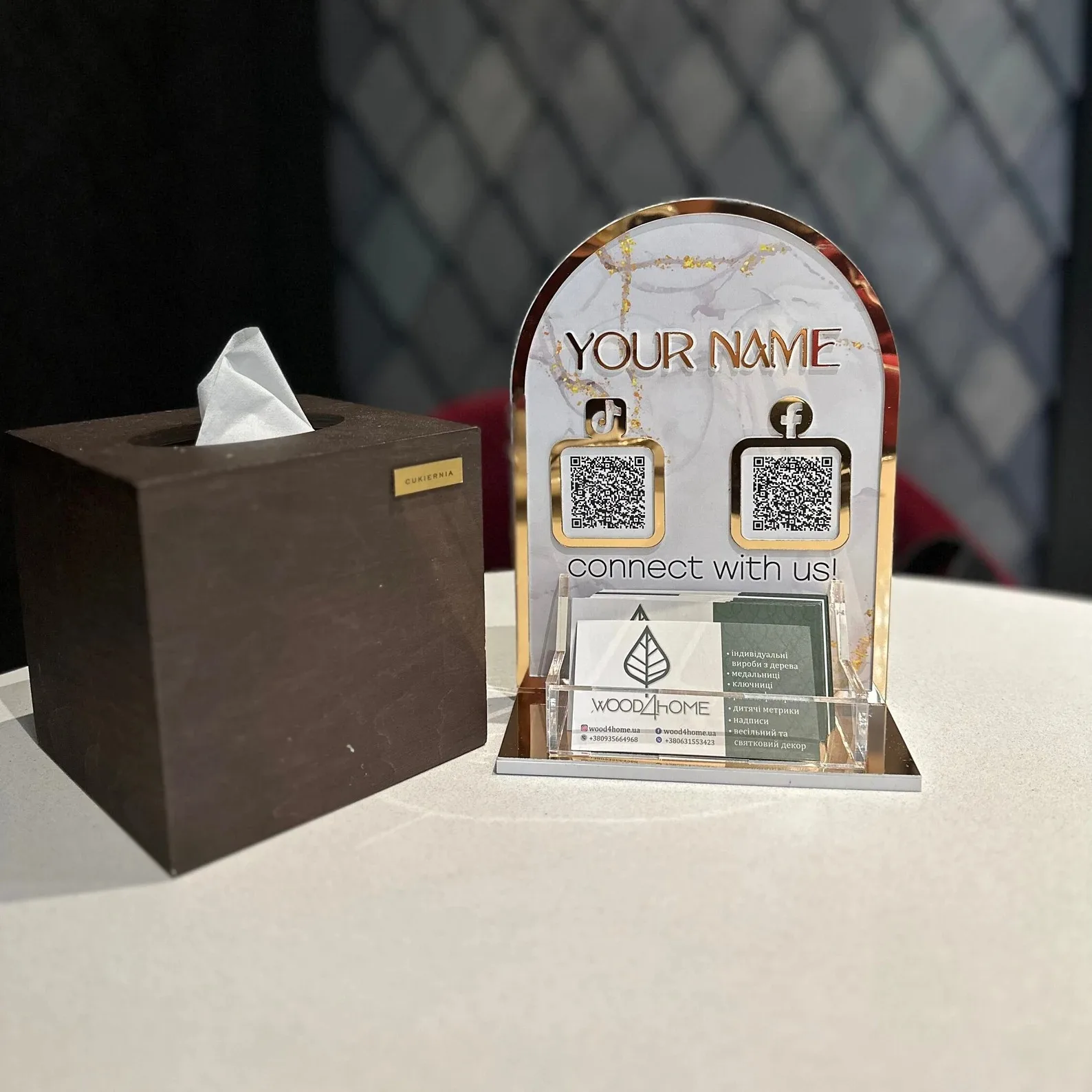 Personalized Multi QR Code Stand Acrylic Scanning Payment Display Business Store Restaurant Custom Logo Desktop Payment Sign