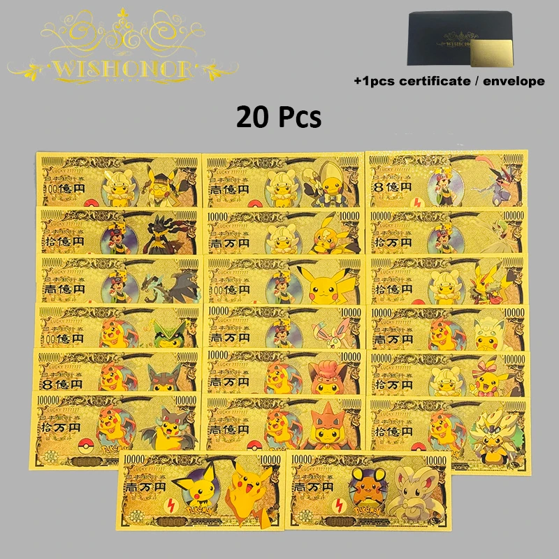 

2025 New All Series Hot Sales Pokemon Anime Banknote in 24K Gold Plated For Collection