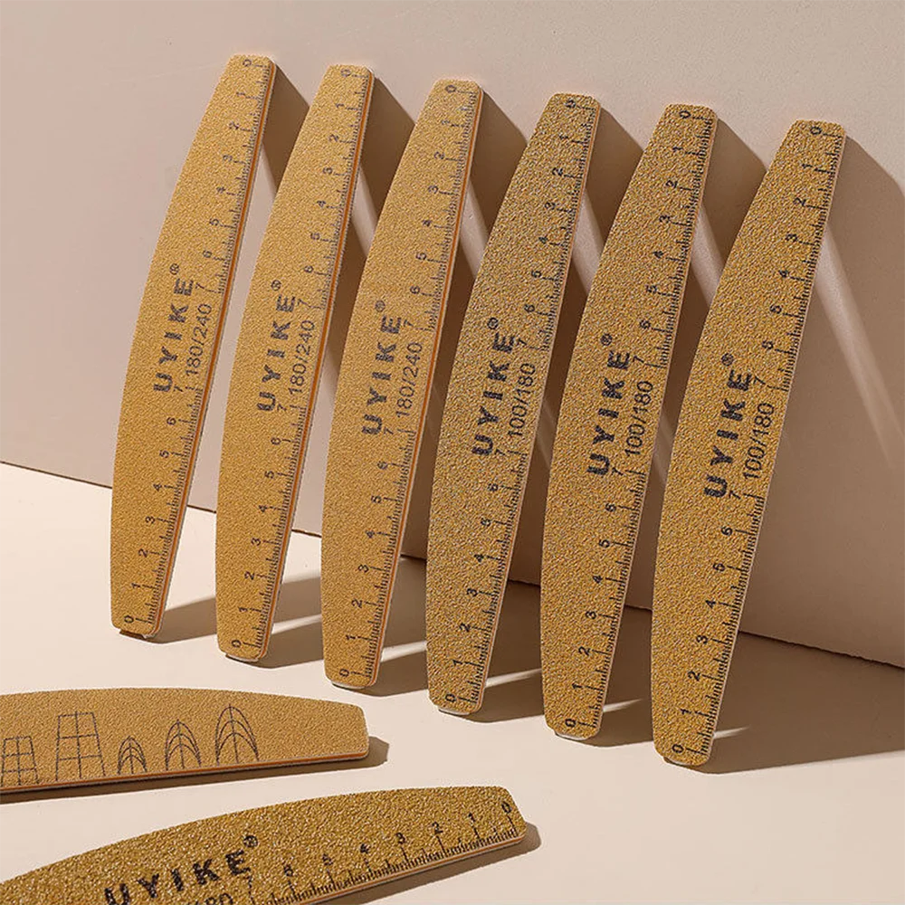 1Pc Washable Ruler Nail File with Scale 100/180 180/240 Grit Double-Sided Sanding Nail File Grinding Buffing Buffer Nail Tools