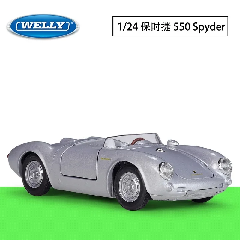 

WELLY 1:24 Porsche 550 SPyder Car Model Diecast Simulated Alloy Finished Toys Pullback Porsche Sports Car Model Hobbies Boy Gift