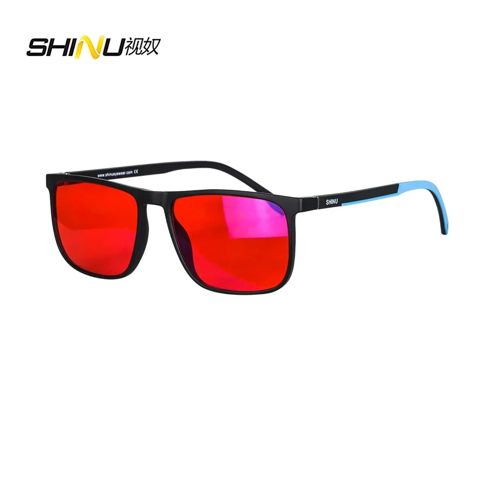 SHINU Gafas para dormir rojas Bloqueo de luz azul Buen descanso Gafas de computadora para hombres Filtro de luz azul Gafas teñidas naranjas