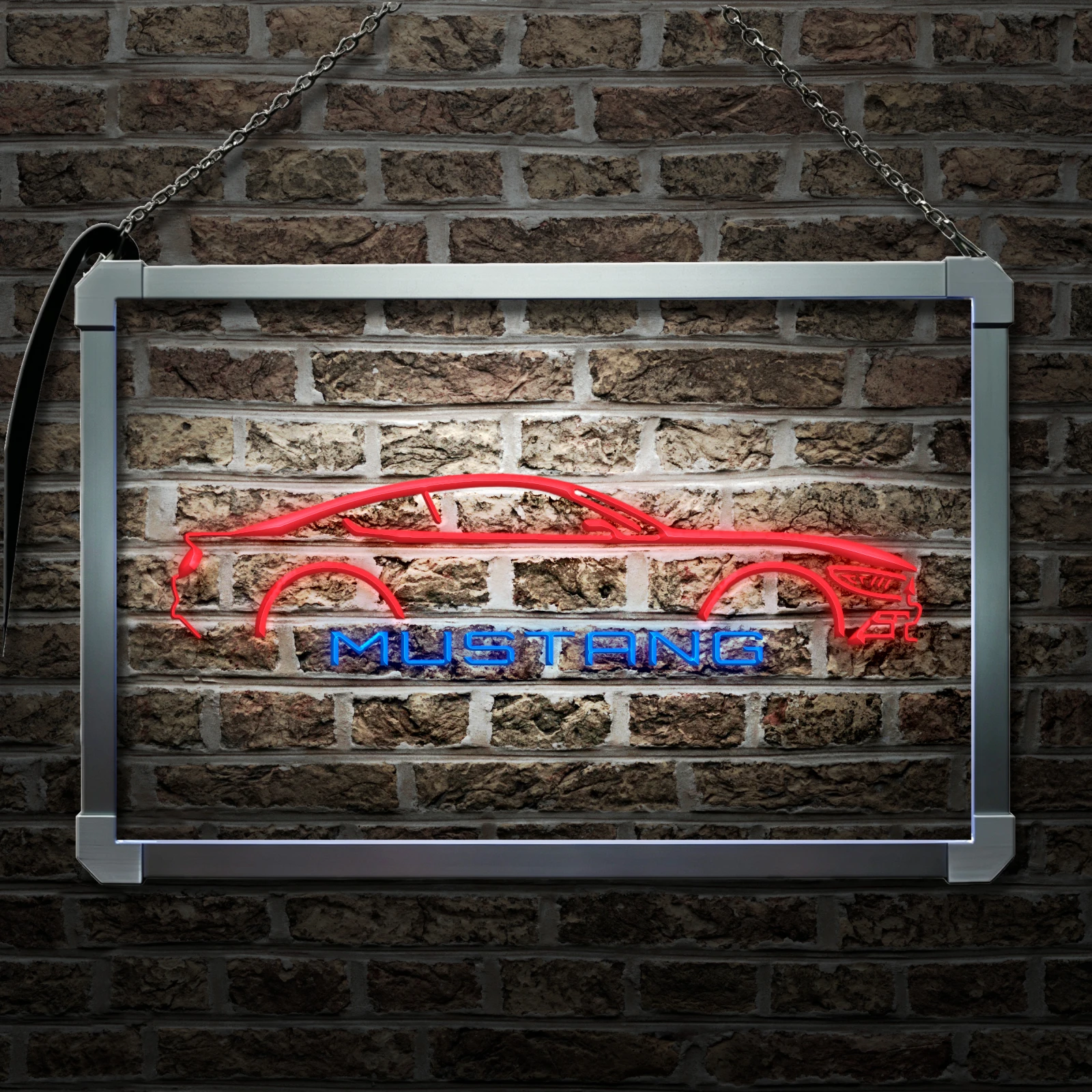 Mustang Shop Party-LED Neon Sign with Independent Dual Color Control,Wall Decor Light for Party Wedding