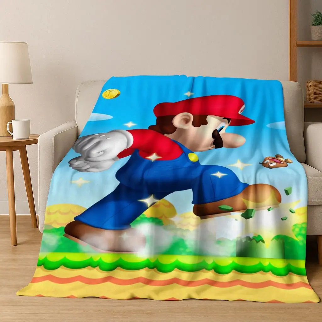 ثلاثية الأبعاد سوبر ماريو بروس الكرتون لطيف الطفل الفانيلا بطانية لينة بطانية دافئة لغرفة النوم غرفة المعيشة السرير السفر التخييم نزهة هدية #3