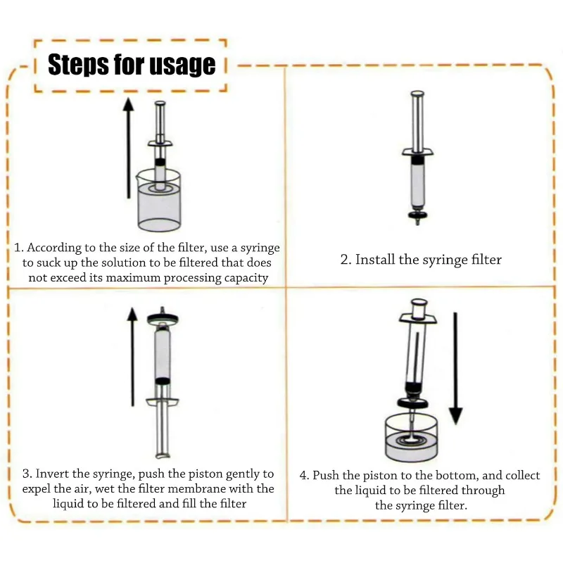 100 Pcs Syringe Filters 13mm 0.22μm Syringe Filter Plastic Unsterilized Syringe Filters 4mm Inner Diameter 2mm Hole