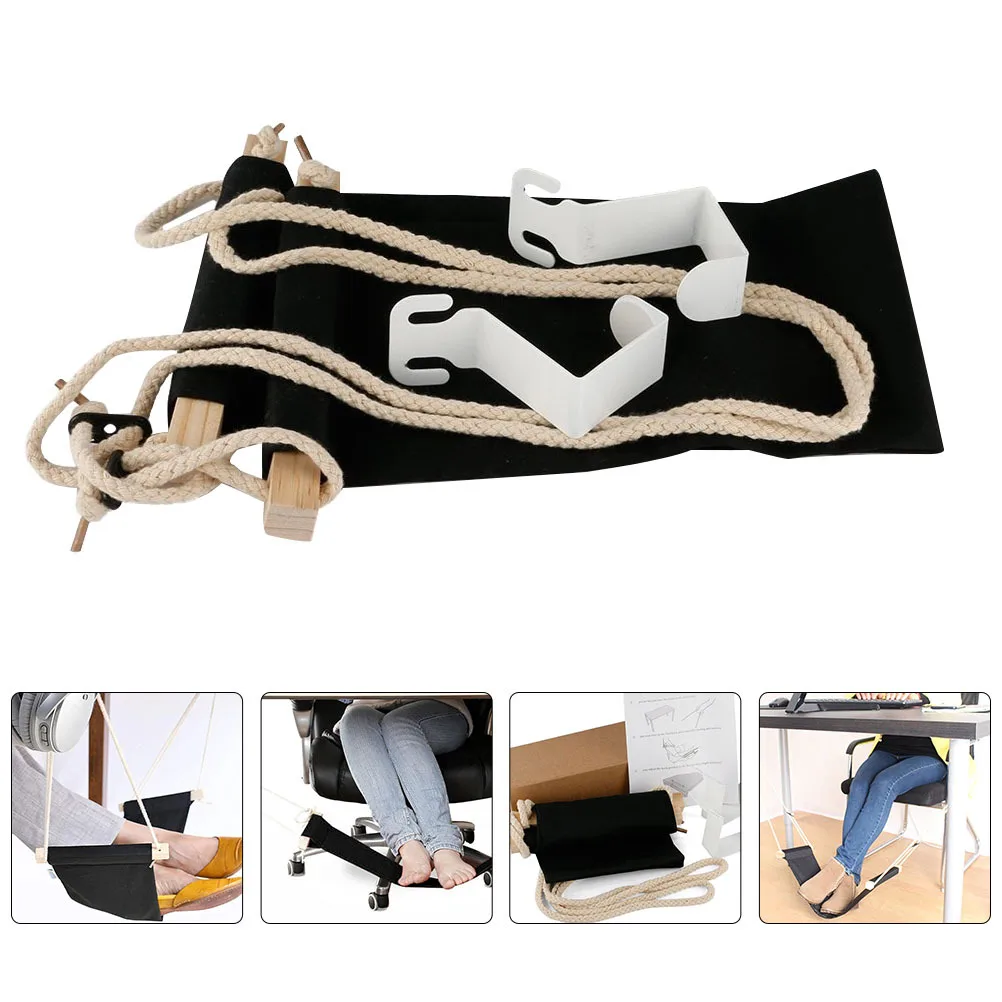 

Premium Foot Hammock Under Desk Footrest Sturdy Wood Iron Polyester Office Home Hammock For Comfortable Leg Support