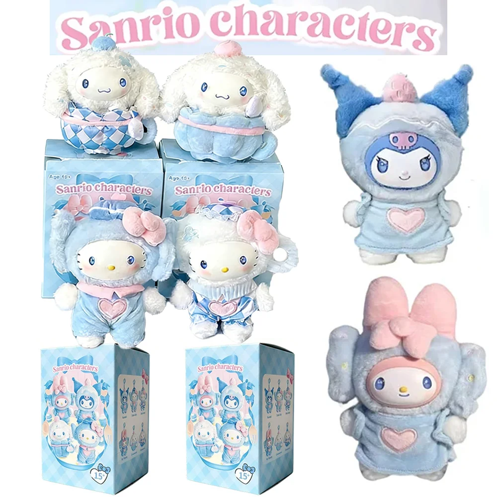 

Плюшевая кукла Sanrio из серии Blue Tone: коллекционная игрушка-сюрприз Cinnamoroll, Kuromi, My Melody, модные брелоки, подвеска для сумки, подарок