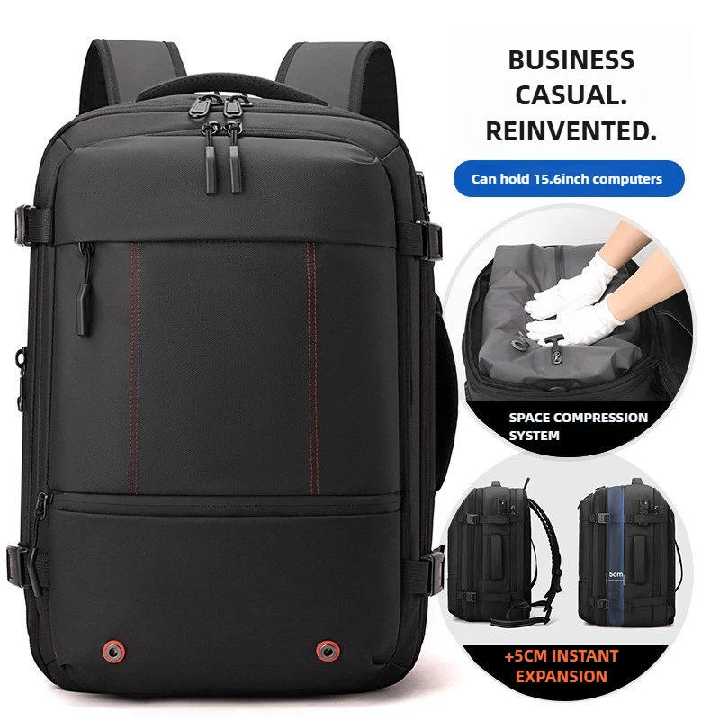 Mochila para hombre de compresión al vacío, bolsa para ordenador portátil multifuncional expandible de gran capacidad, viaje corto, senderismo