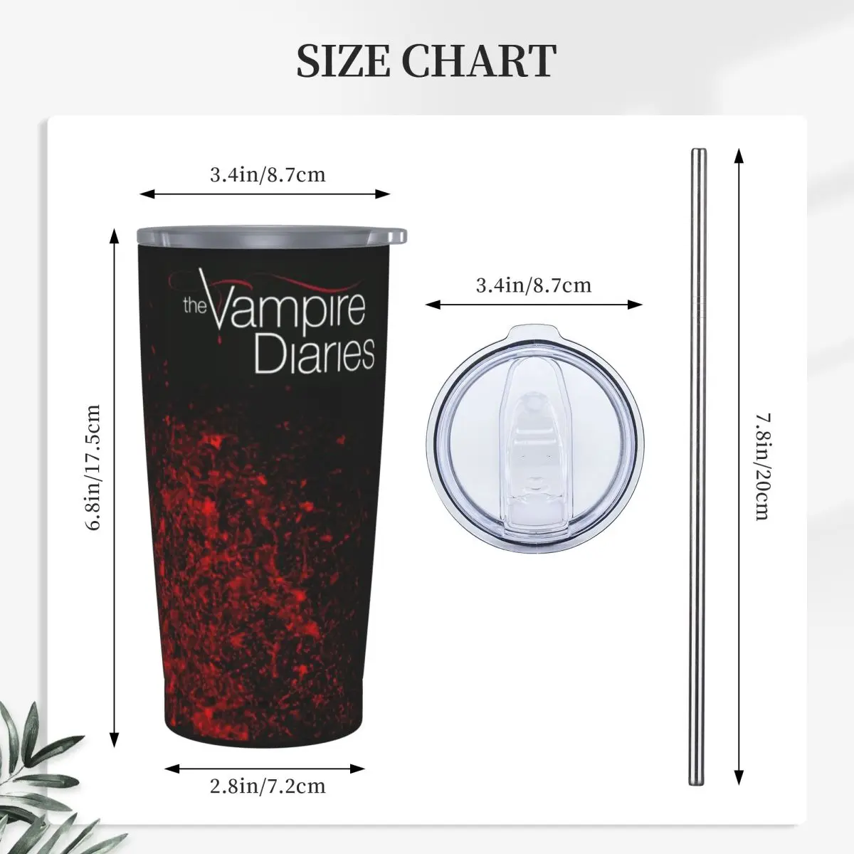 The Vampire Diaries Damon Salvatore Stainless Steel Tumbler Vacuum Insulated Mug Thermal Cold Cup Straws With Lid 20oz