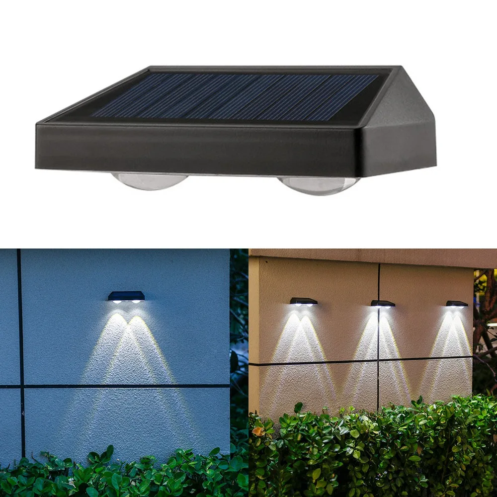

2LED Waterproof Solar Wall Lamps 3LED Warm Light Yard Atmosphere Wall Lights White Light Lighting Time 6-12 Hours