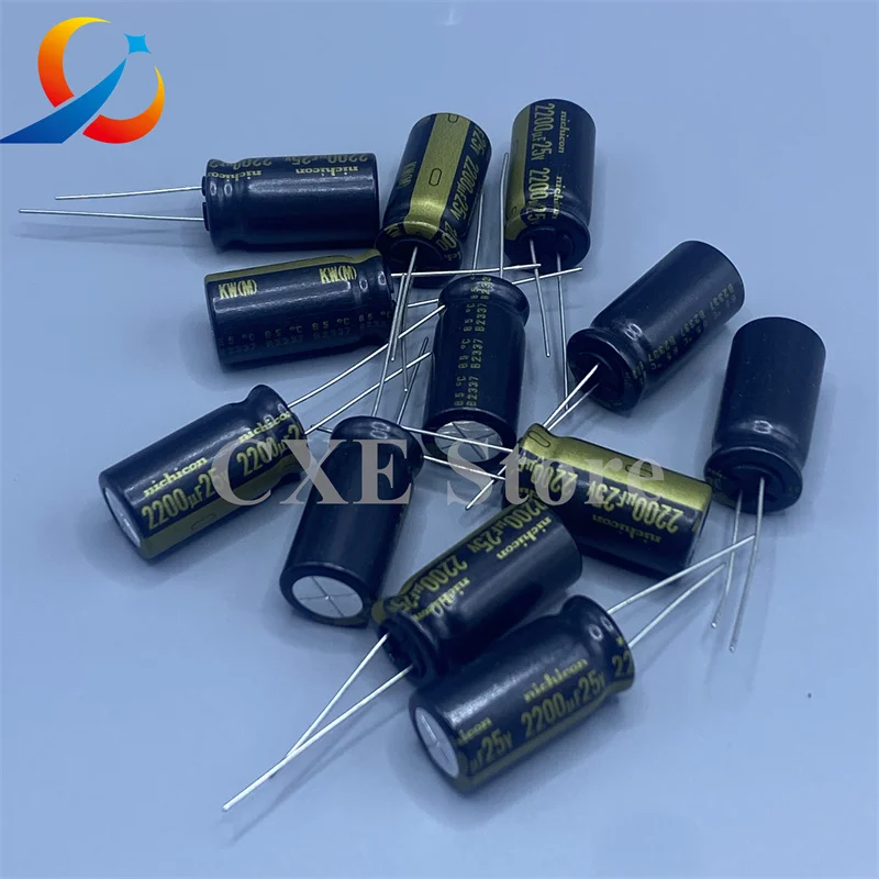 10 قطعة KW 25V2200UF حجم 12.5X25 مللي متر Nichicon الصوت مكثفات كهربائية UKW1E222MHD 2200 فائق التوهج 25V جديد #1