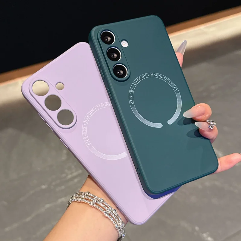 

Suitable for Samsung S 25fe phone case liquid silicone magnetic suction s25 ultra all inclusive anti drop protective case