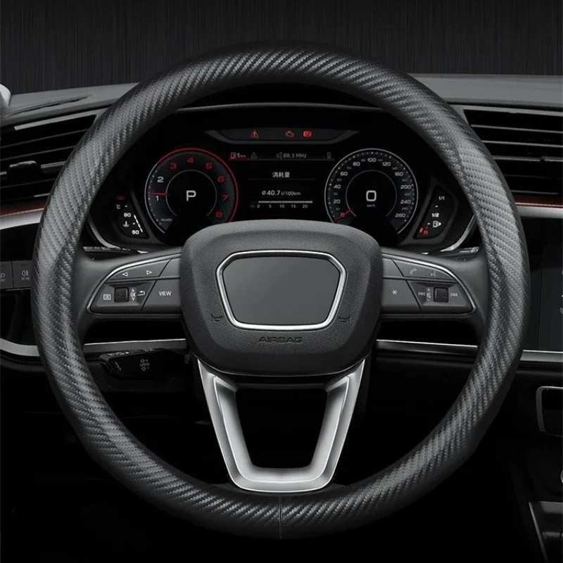 

Leather Steering Wheel Covers 38cm Universal Car Steering Wheel Case Car Decor Accessory Auto Steering Wheel Cover Black Style