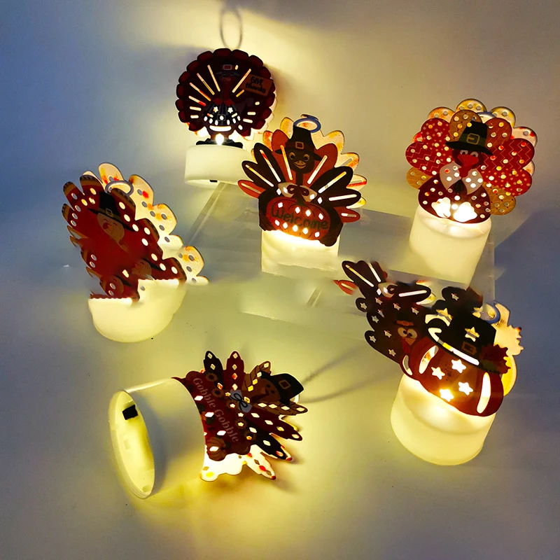 Cartoon Thanksgiving Turkey Nightlight Candle Lights Party Light Desktop XMAS Atmosphere Light for Thanksgiving Supplies Decora