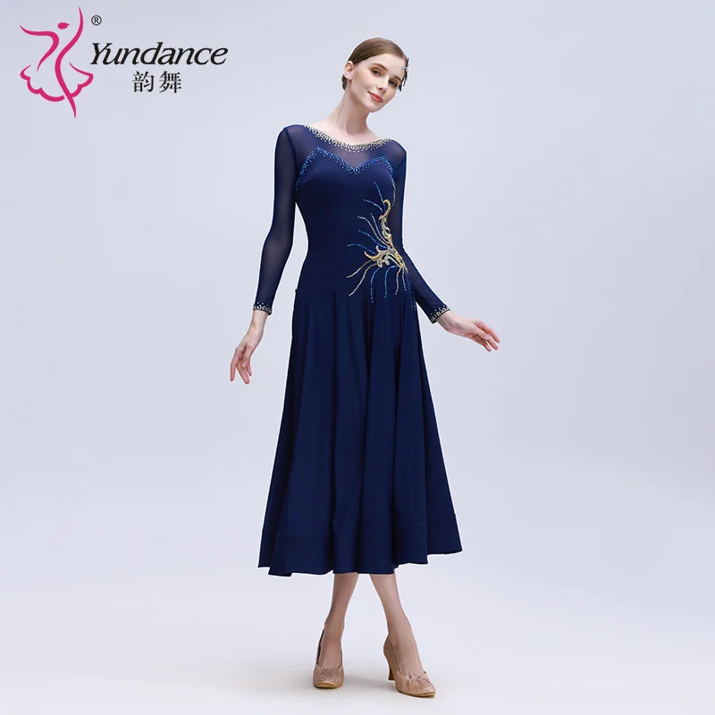 M-24014-1 Maßgeschneidertes neues Gesellschaftstanzkleid nach internationalem Standard, hochwertige Chiffon-Übungstrainingstanzkleider zu verkaufen