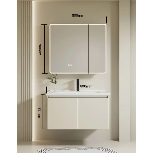 Modern Water Resistant Illuminated Bathroom Cabinet with Built-in Defogger & Dimmable LED Lights for Apartment & Villa Use