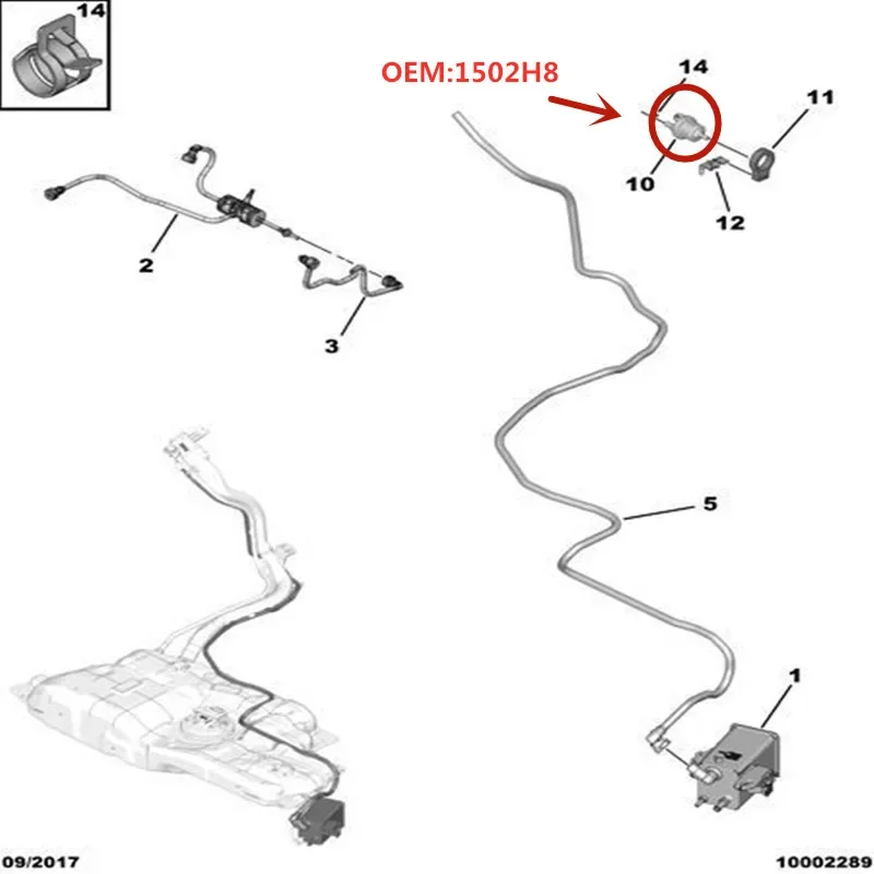 1502H8 For Peugeot 308S 308(T9) New 408 2008 307CC 307SW C4 Sega C4  C4L Canister Solenoid Valve Electric Valve