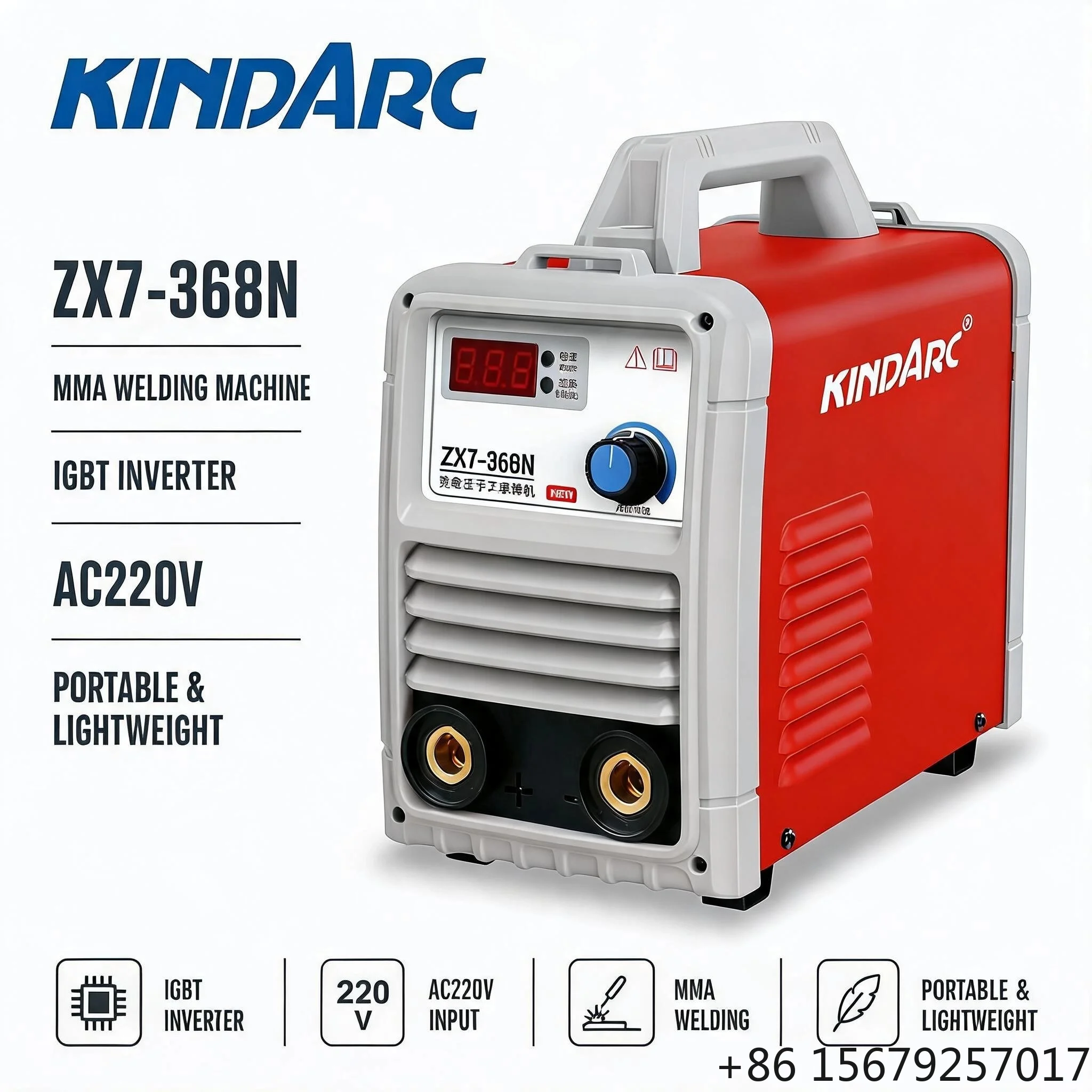 Kindarc ZX7-368N MMA Welding Machine IGBT Inverter DC Arc Welder AC220V Portable Handheld Stick Welder for Steel