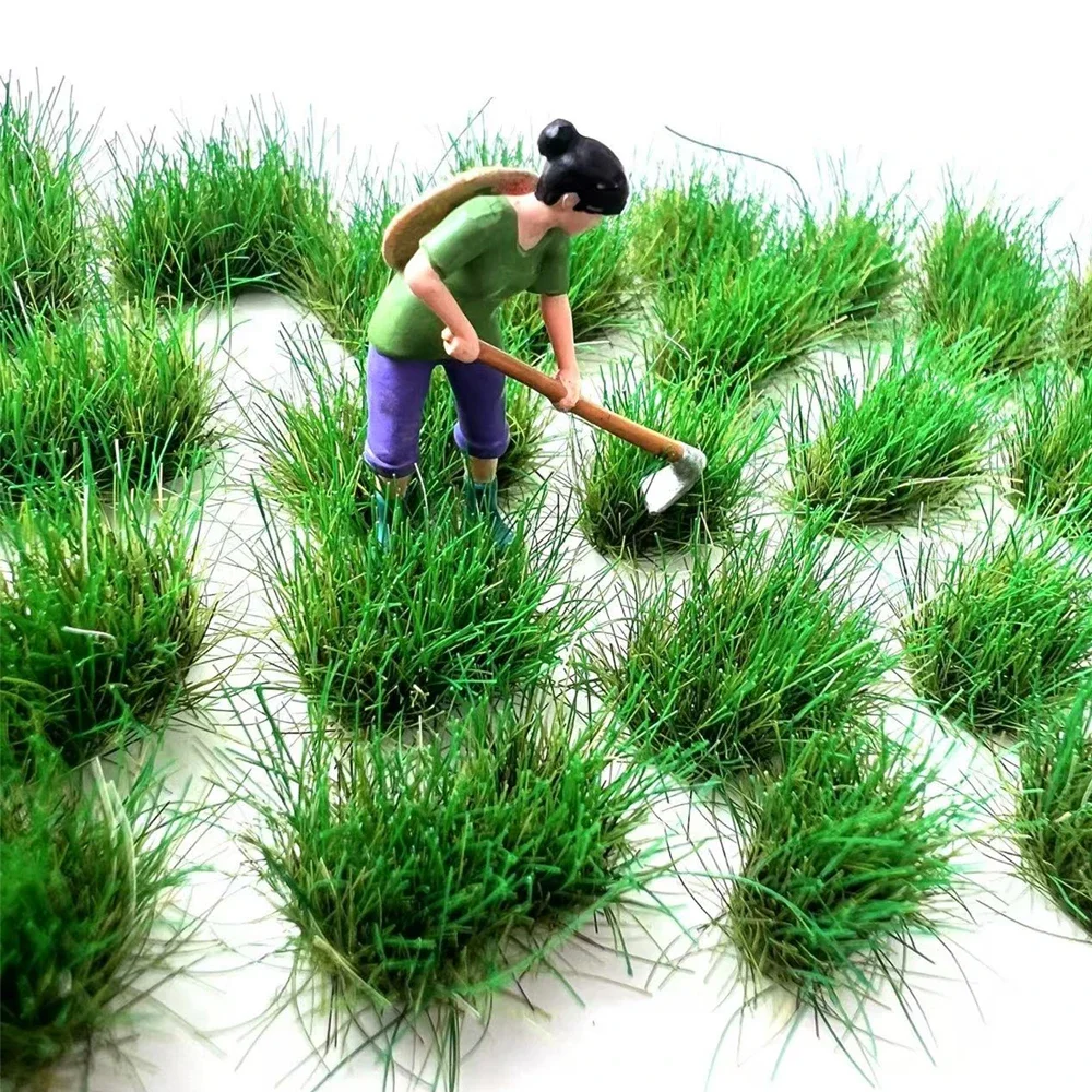 Turf de hierba en miniatura de 0,39 pulgadas, plantas irregulares para diseño de tren ferroviario HO N/fabricación de modelos DIY/militar/Diorama 39 Uds.