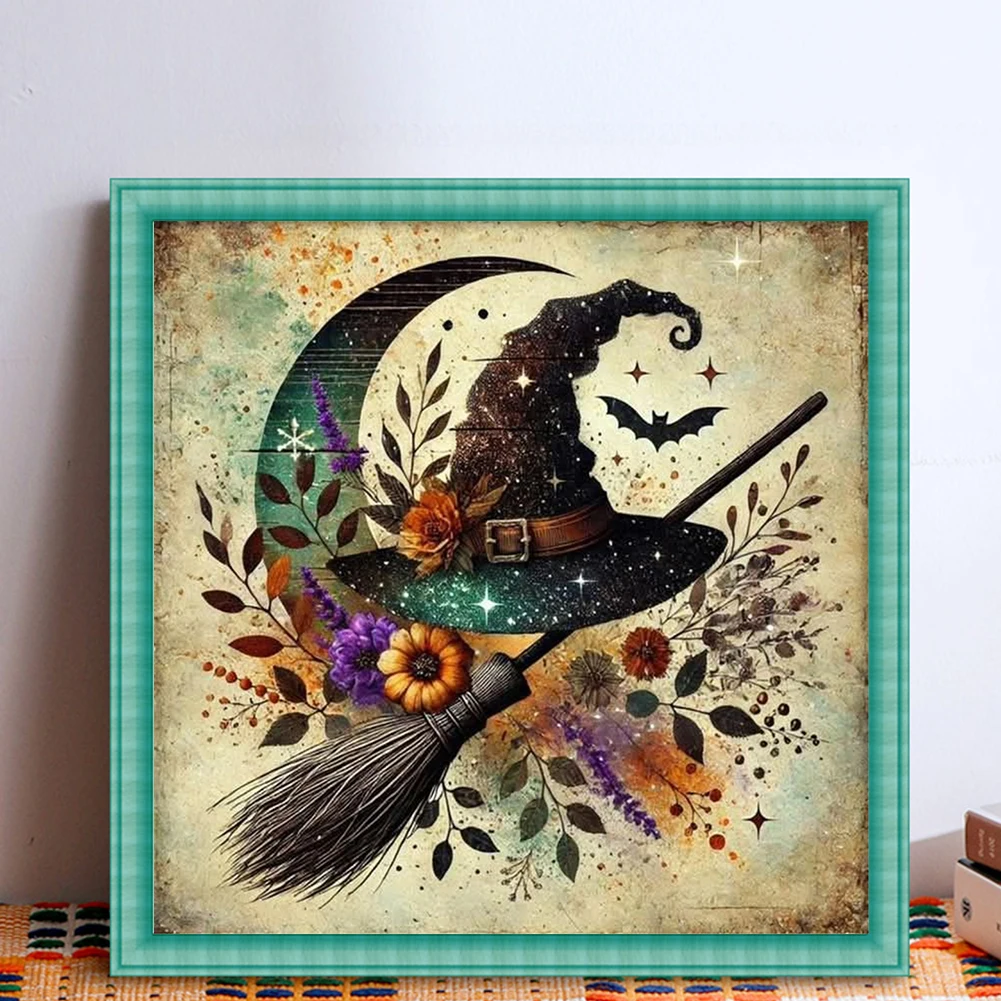 

Набор для вышивки крестом с принтом шляпы на Хэллоуин 40x40 см, набор для вышивания своими руками 11CT