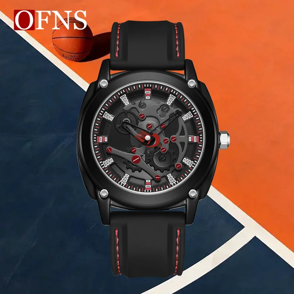 

OFNS 3235 New Design Fashion Reloj For Men Soft Silicone Strap 50M Watertight Japanese Quartz Movement Wrist Watches