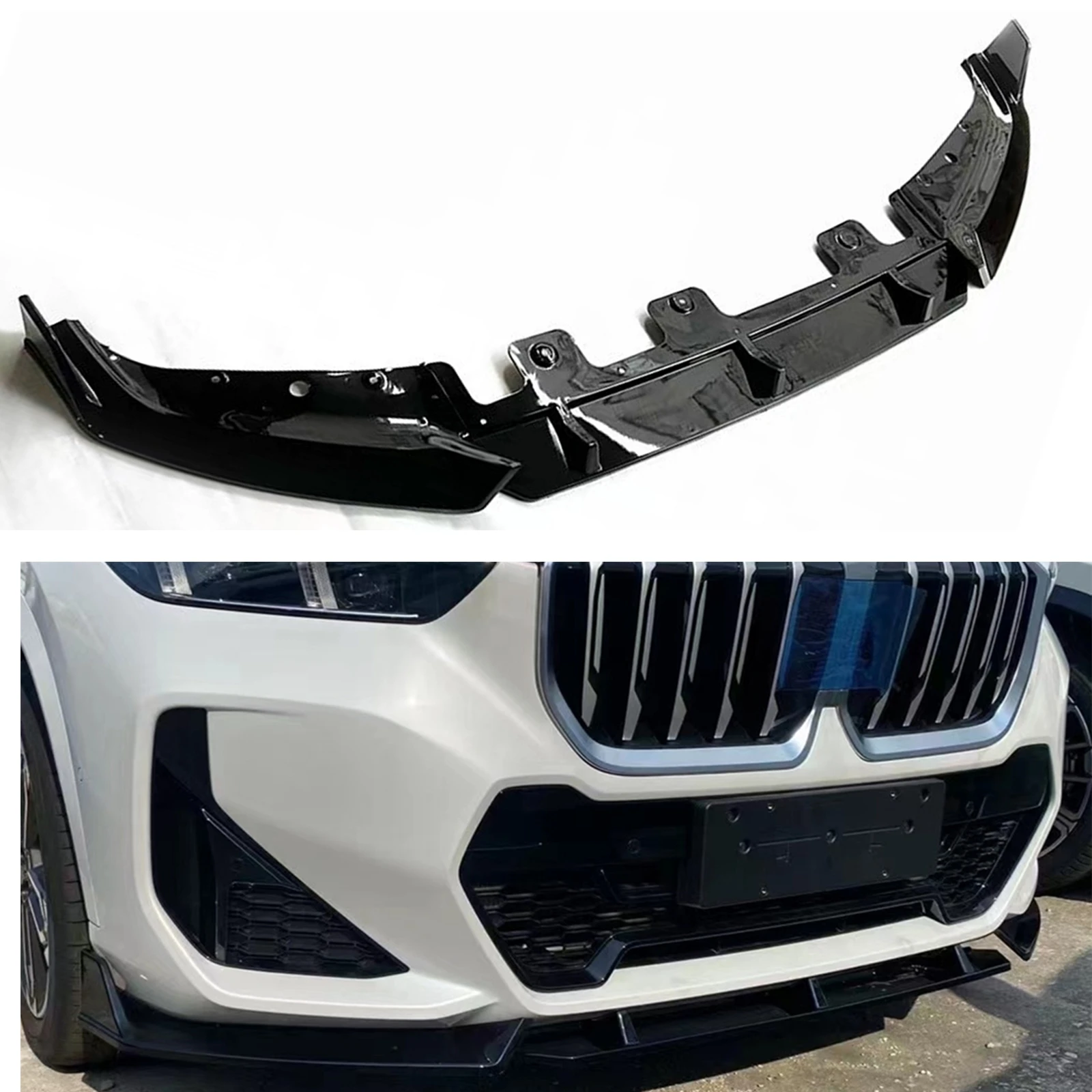 

Glossy Black Front Bumper Spoiler Lip Car Lower Splitter Blade Body Kit Protector For BMW X1 U11 U12 iX1 2023 2024 M Sport Model