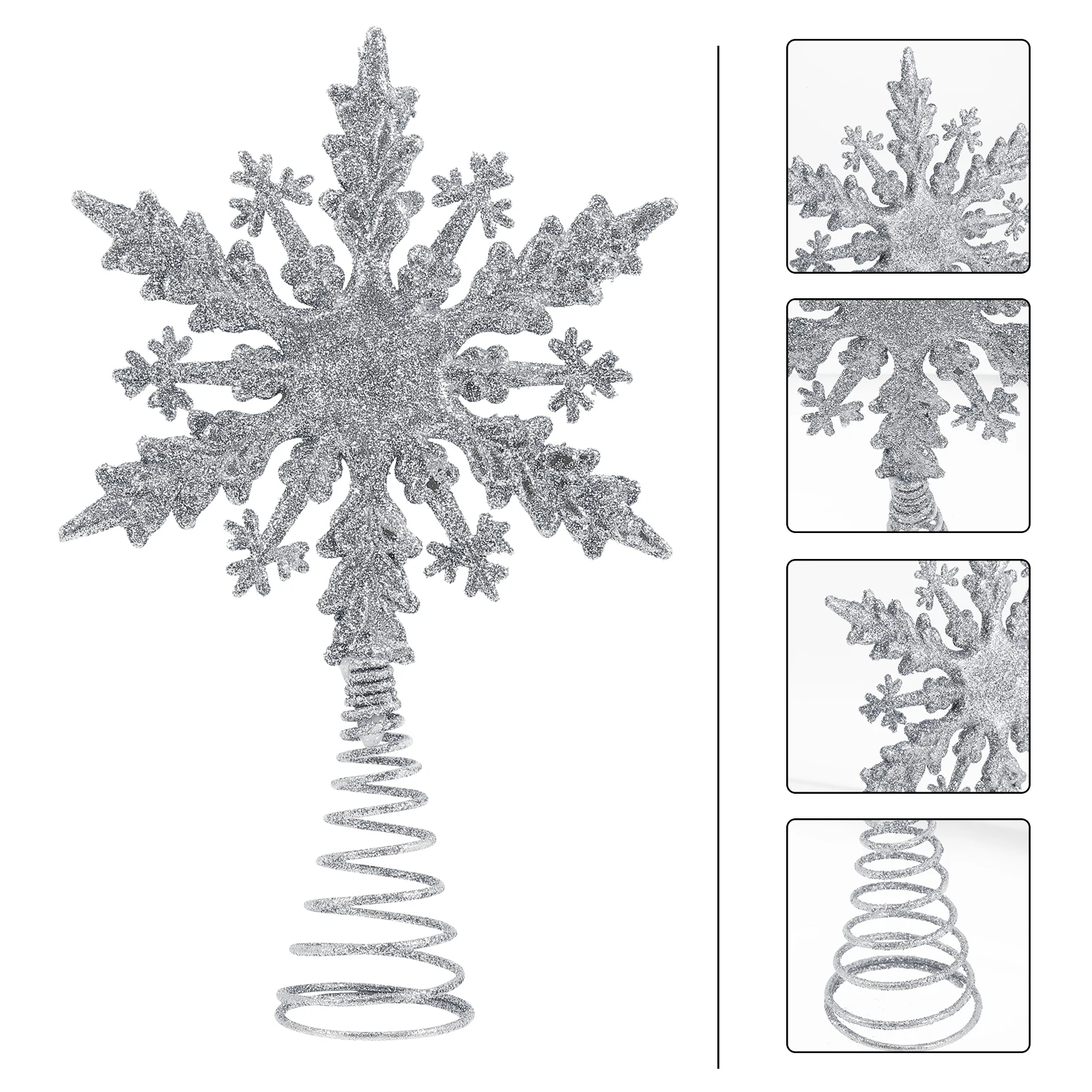 

Silver Powder Snowflake Topper Xmas Star Decoration Vintage Home Festive Ornament Christmas Tree Star Tree Topper Party Favor