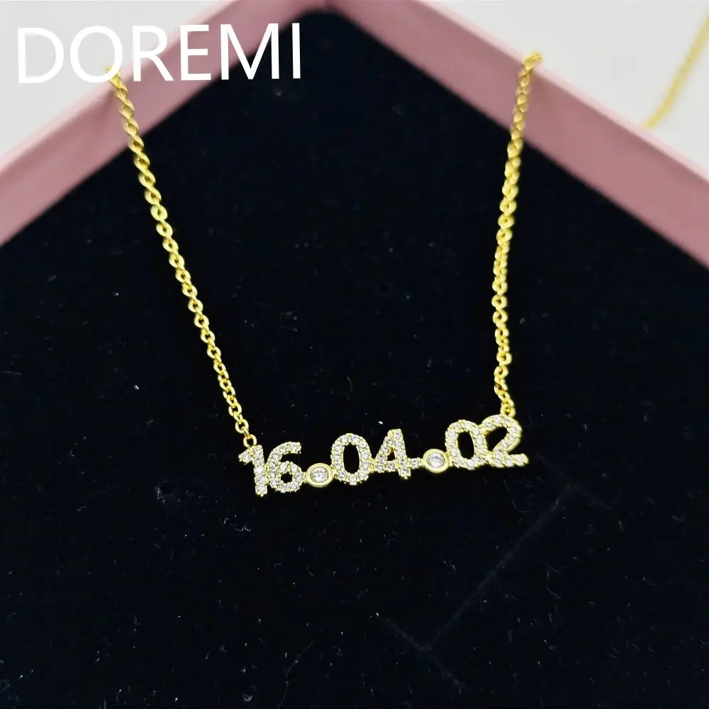 DOREMI Dainty 6mm Cz Number Pendant Crystal Custom Date Necklace Special Date Necklace