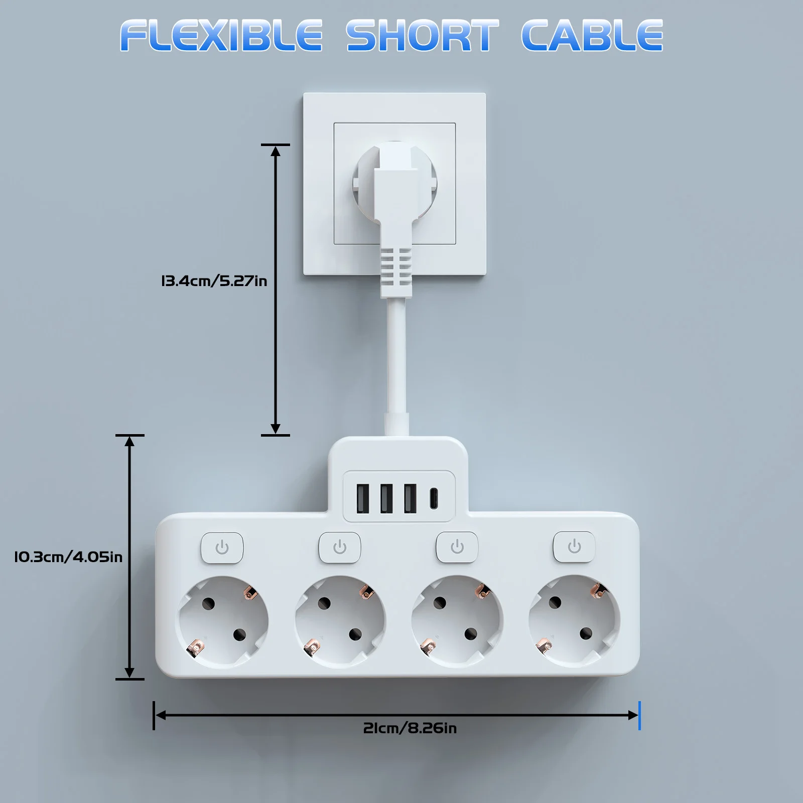 Imagem -06 - Tomada Comutada Euro 4ac com Usb-a e Usb-c Adaptador de Tomada 3840 w 250 v 16 a para Escritório de Viagens em Casa Branco