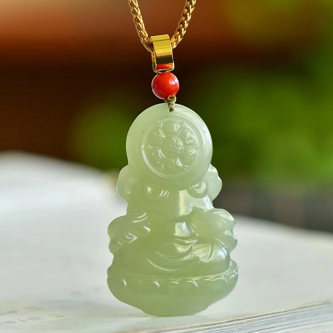 Hetian Jade Qinghai Material Guarantees Safety Guanyin Pendant Jewelry 1500#