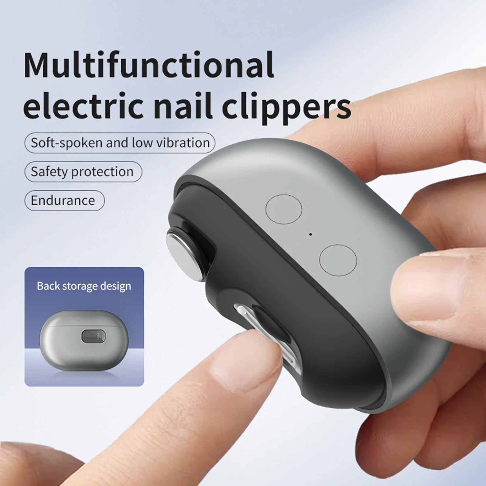 Electric Nails Cutter Trimmer Polisher Auto LED Light Nail Dust Collector Portable Rechargeable Automatic Nail Clipper Type-C