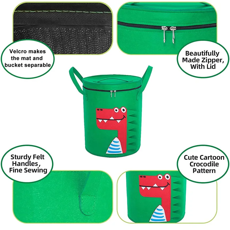 New Animal Felt Storage Bucket Thickened Felt Lego Toy Storage Bag 2-in-1 Multi-Purpose Felt Storage Bag