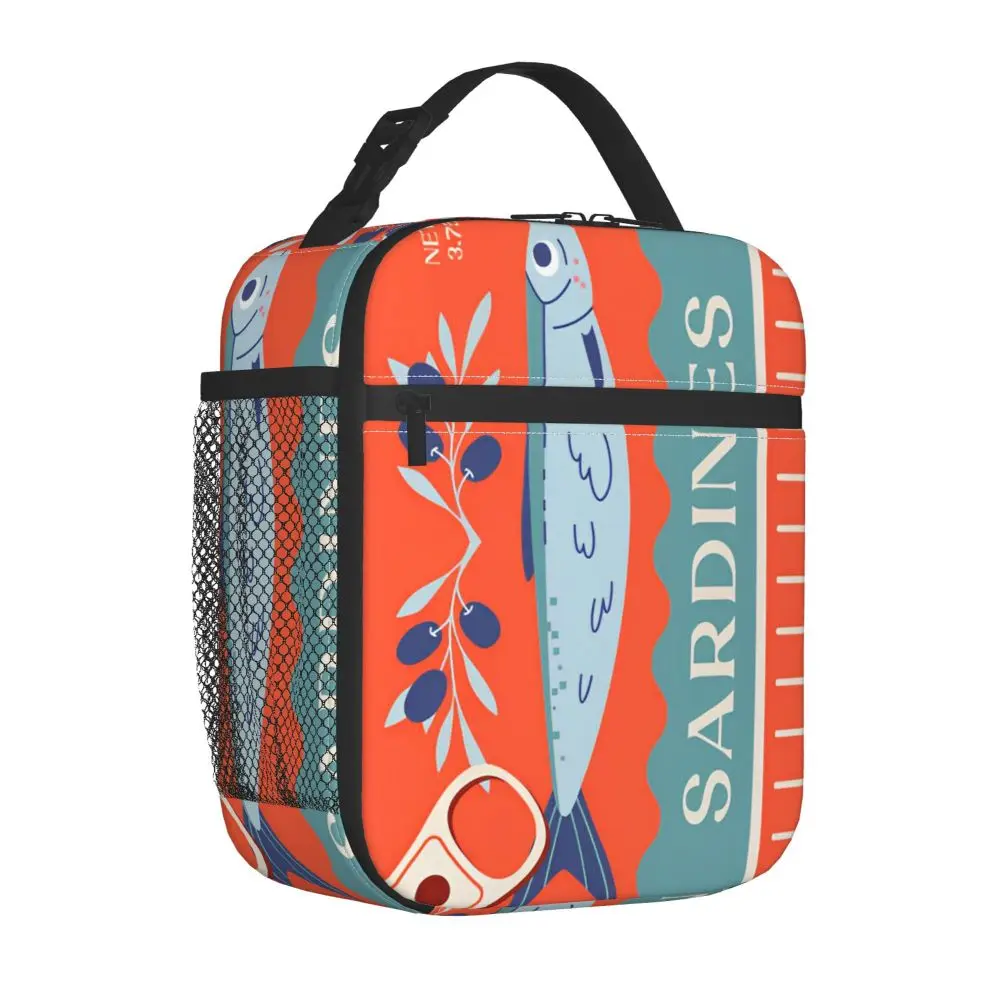 Sardines Ocean Colored Lunch Bag Travel Lunch Box For Child Kawaii Print Thermal Lunch Bags Oxford Cooler Bag