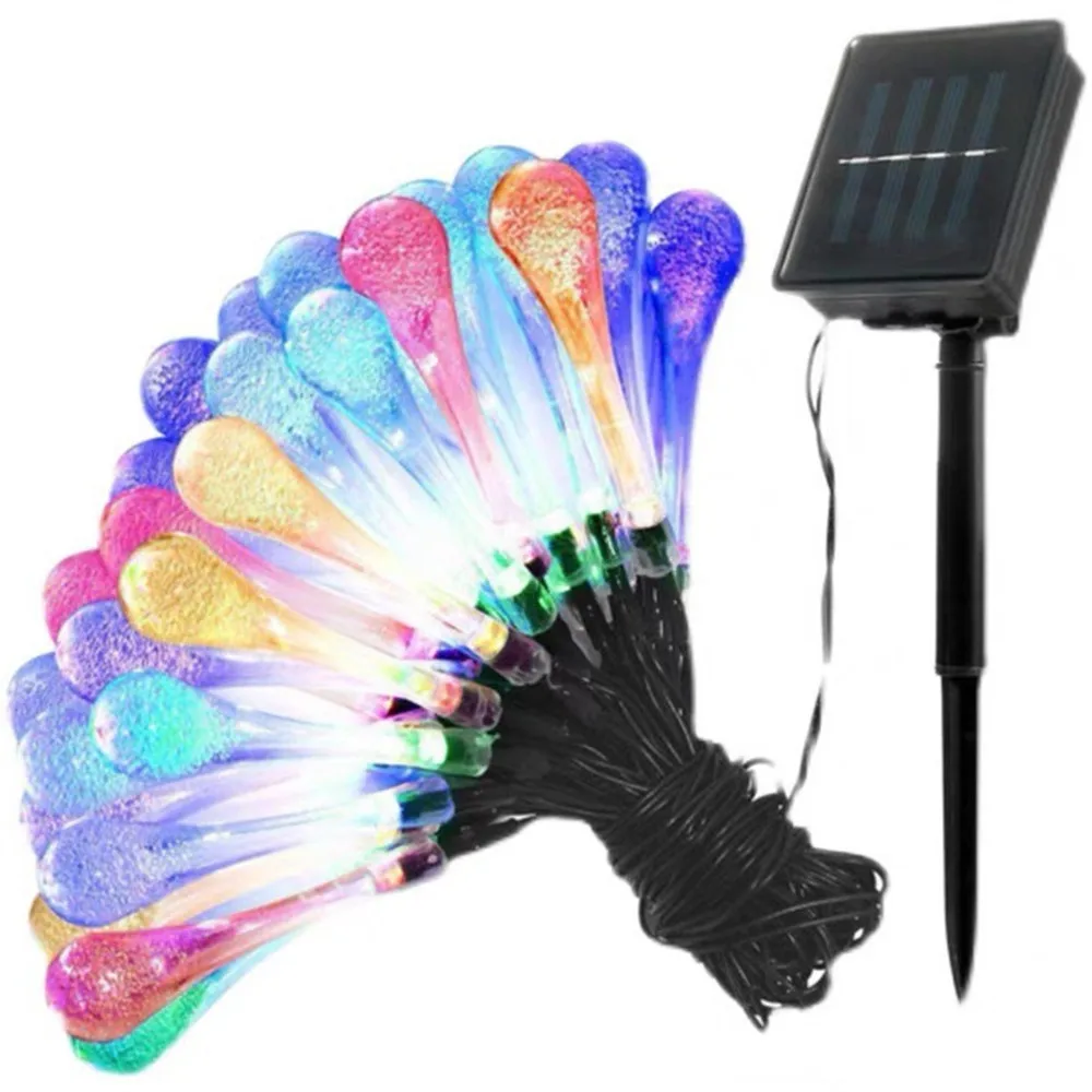 

20/30LED Solar Water Drop String Lights Outdoor Decoration Garland Fariy Lights Christmas Tree Wedding Party Garden Ramadan 2025