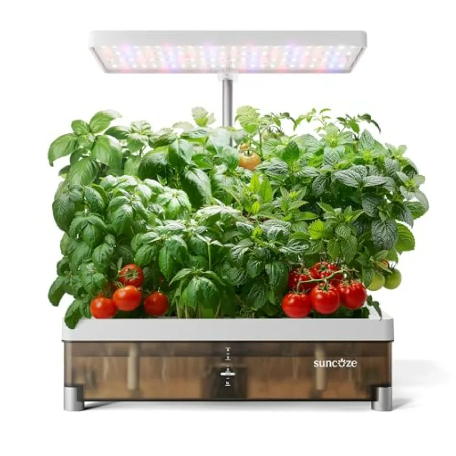 

Indoor Hydroponics Growing System Kit with 13 Pods 4L Visible Water Tank Adjustable Height to 12.8 Dimmable Grow Light Digital