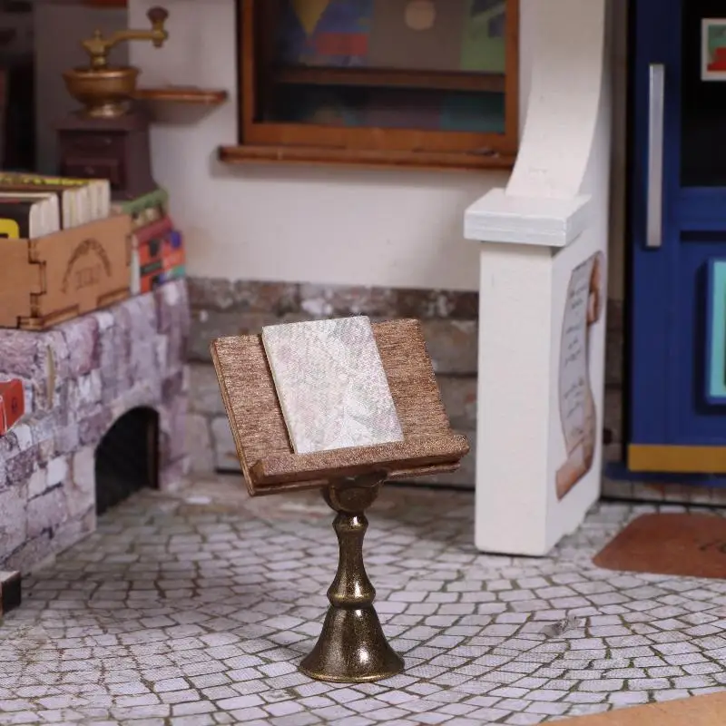 1/12 Mini libro magico per casa delle bambole Supporto per lettura Modello Mobili per casa delle bambole Decorazione Casa delle bambole Micro scena Puntelli di costruzione