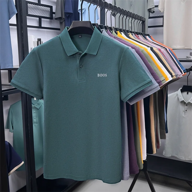 100% Baumwolle Hochwertige Herren Kurzarm-Poloshirts mit Kragen und Knöpfen Buchstabendruck Mehrere Farboptionen Meistverkaufte Herrenbekleidung – Detail 39