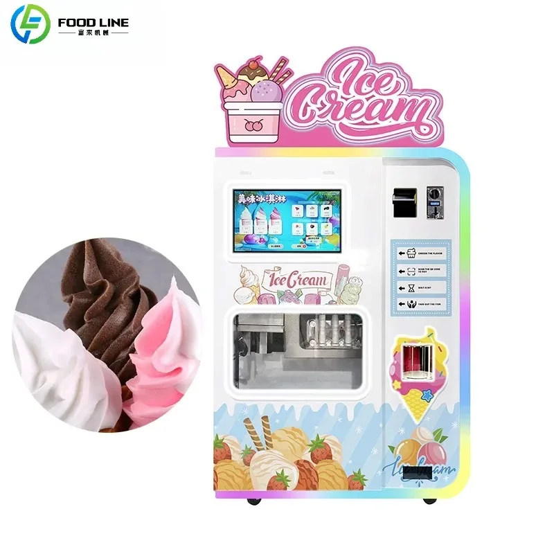 Soft Serve Ice Cream Vending Machine Automatic Kiosk Commercial Frozen Dessert Self Service Equipment Customized